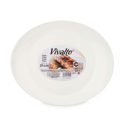 Assiette plate Blanc verre 30,5 x 3 x 26 cm (18 Unités)