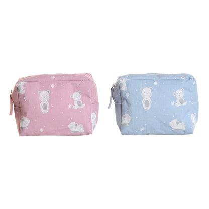 Nécessaire de Voyage DKD Home Decor Bleu Blanc Vert Rose polialgodon osos 15 x 6 x 12 cm (2 Unités)
