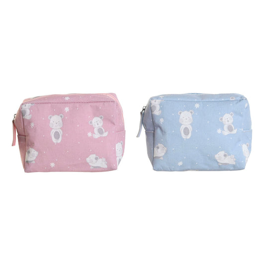 Nécessaire de Voyage DKD Home Decor Bleu Blanc Vert Rose polialgodon osos 15 x 6 x 12 cm (2 Unités)