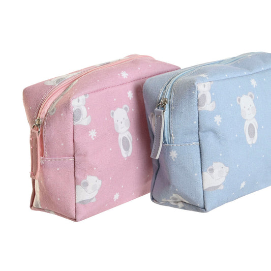 Nécessaire de Voyage DKD Home Decor Bleu Blanc Vert Rose polialgodon osos 15 x 6 x 12 cm (2 Unités)