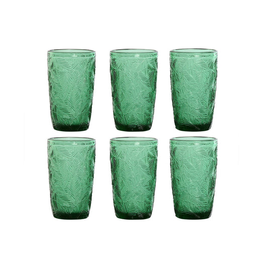Set de Verres Home ESPRIT Vert Verre Avec relief 370 ml