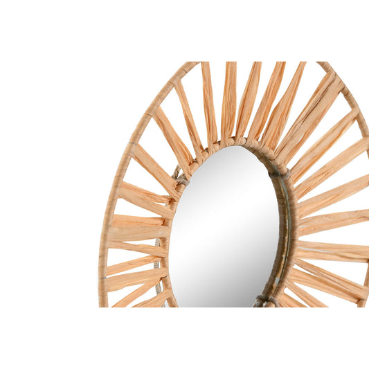 Ensemble de miroirs Home ESPRIT Naturel Raphia Verre Scandi 20 x 2 x 20 cm (3 Pièces)