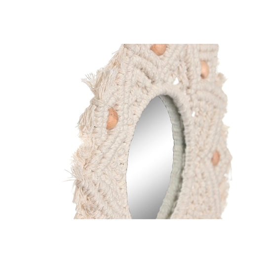 Ensemble de miroirs Home ESPRIT Blanc Verre Macramé Boho 20 x 1 x 20 cm (3 Pièces)