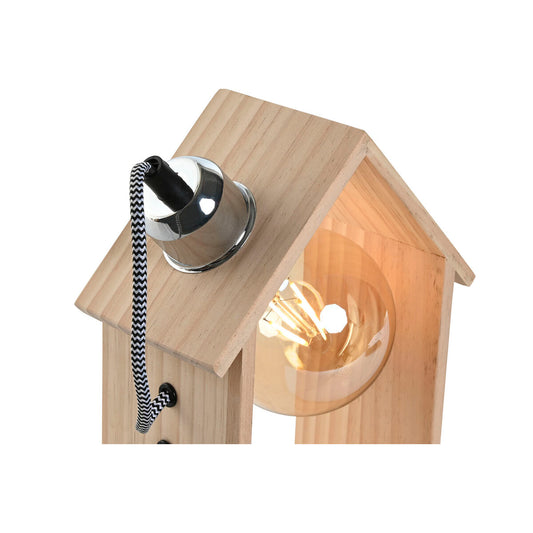 Lampe de bureau Home ESPRIT Marron Argenté Naturel Bois Pin 50 W 220 V 18 x 10 x 25 cm