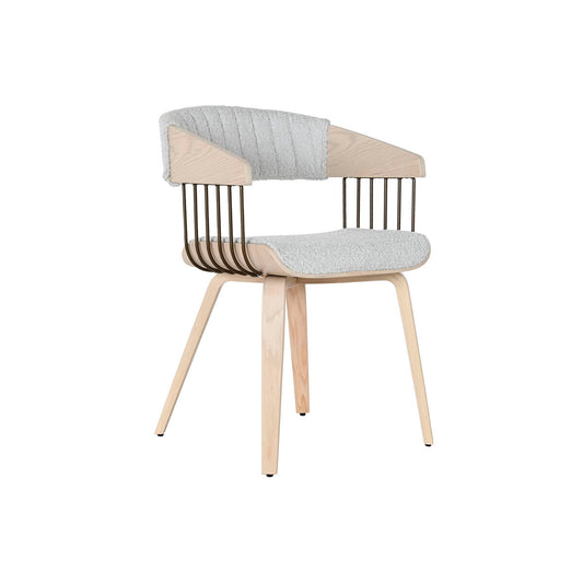 Chaise de Salle à Manger Home ESPRIT Gris Polyester Bois 51 x 55 x 76,5 cm