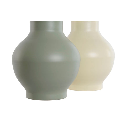 Vase Home ESPRIT Vert Crème Métal 20 x 20 x 34,5 cm (2 Unités)