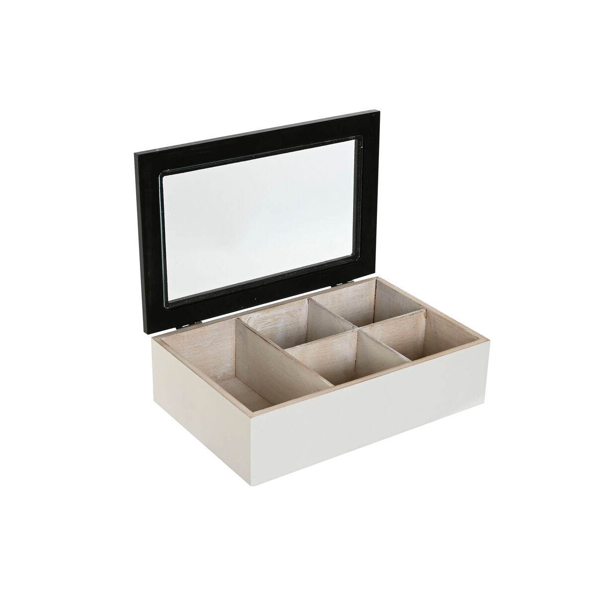Boîte pour infusions Home ESPRIT Blanc Noir Métal Verre Bois MDF 23 x 15 x 6,5 cm (2 Unités)