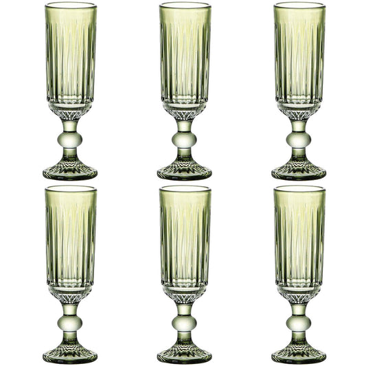 Set de Verres Home ESPRIT Vert Verre 6 x 6 x 18,4 cm (6 Unités)
