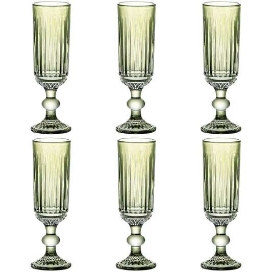 Set de Verres Home ESPRIT Vert Verre 6 x 6 x 18,4 cm (6 Unités)