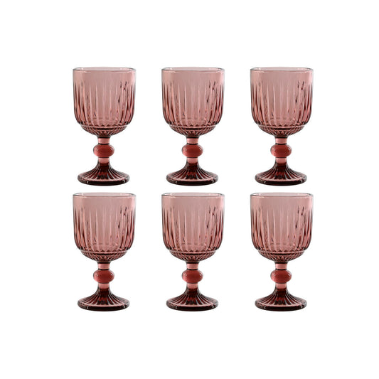 Set de Verres Home ESPRIT Rose Verre 8 x 8 x 14,5 cm (6 Unités)
