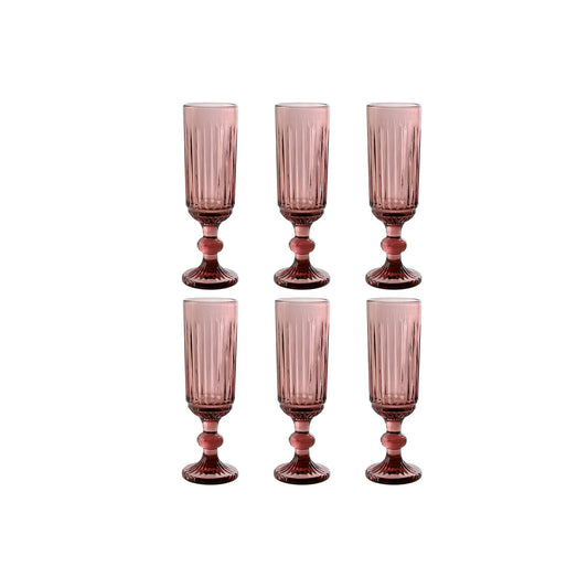 Set de Verres Home ESPRIT Rose Verre 6 x 6 x 18,4 cm (6 Unités)