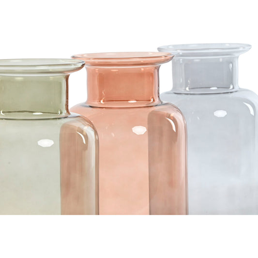Vase Home ESPRIT Bleu Vert Ambre Verre 14,5 x 14,5 x 26,5 cm (3 Unités)
