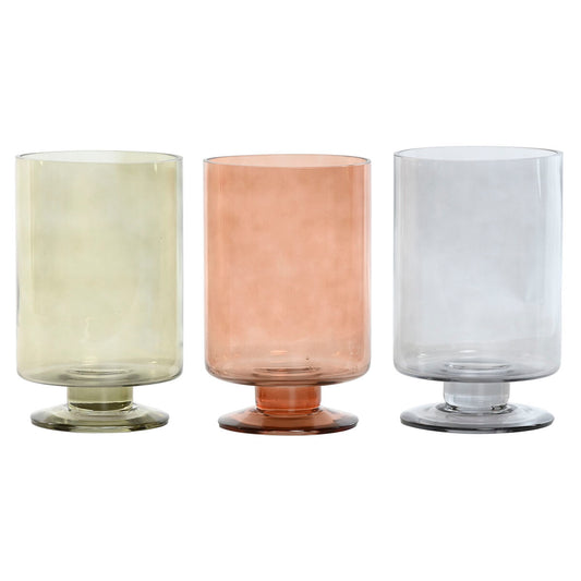 Vase Home ESPRIT Bleu Vert Ambre Verre Moderne 12,5 x 12,5 x 20 cm (3 Unités)