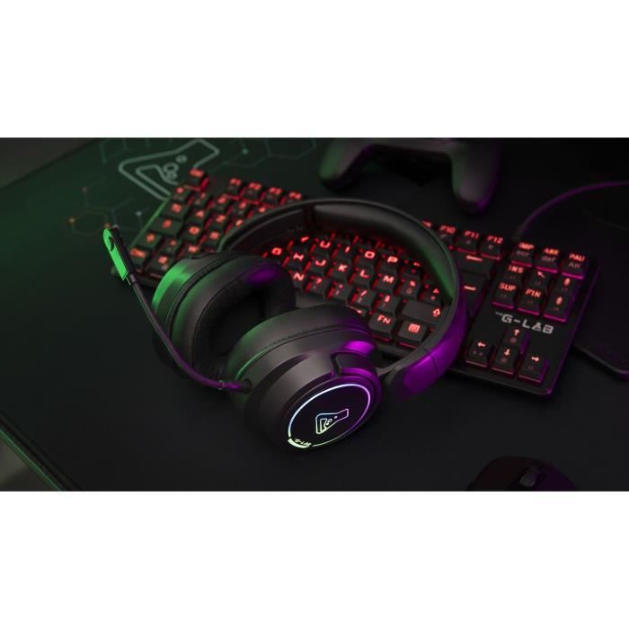 Casque Gamer sans fil - The G-Lab - KORP IRIDIUM - Microphone - RGB - PC/PS4/Xbox One - Noir