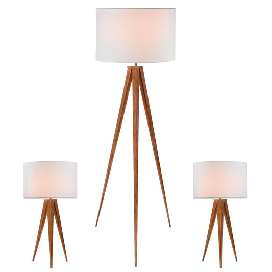 Lampadaire Home ESPRIT Marron Bois Métal Aluminium 40 x 40 x 153 cm (3 Pièces)