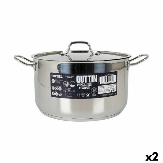 Marmite avec couvercle Quttin Hotel Acier ø 28 x 16 cm (2 Unités)