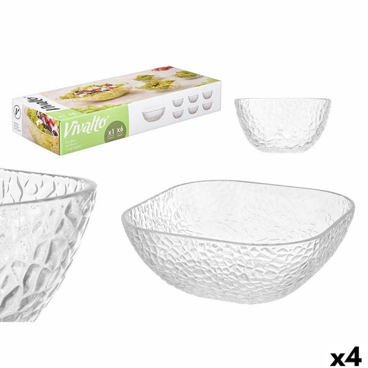 Ensemble de bols Vivalto TP70165BK/BH Transparent verre 20 x 20 x 8 cm 10,3 x 10,3 x 5,5 cm (4 Unités)