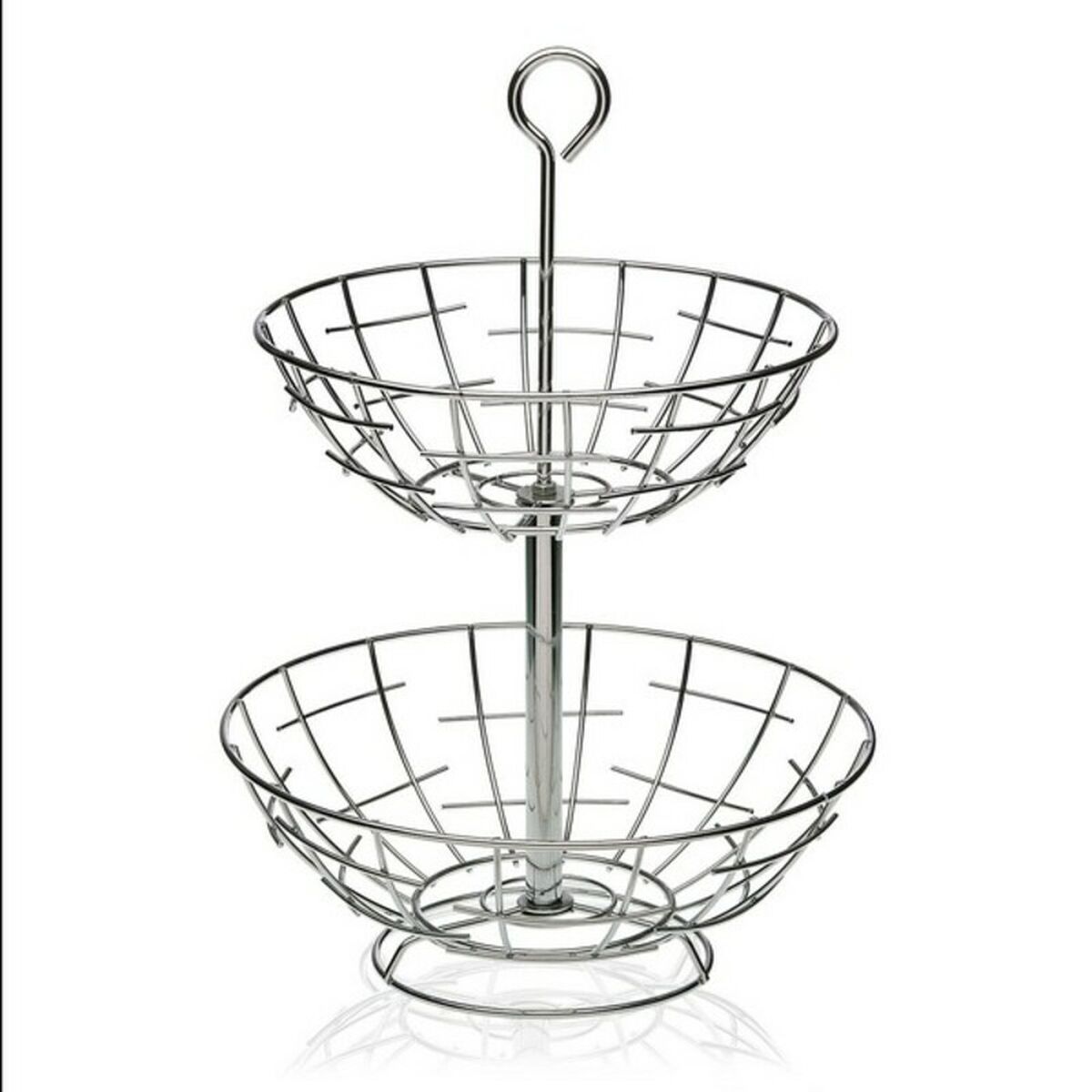 Coupe à fruits Versa 2 Etagères Métal Argenté Acier 28 x 41 x 28 cm