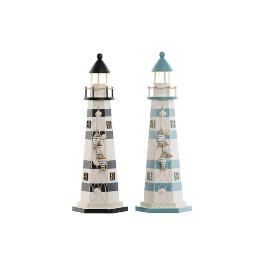 Décoration lumineuse Home ESPRIT Bois Marin Phare 14 x 14 x 40 cm (2 Unités)
