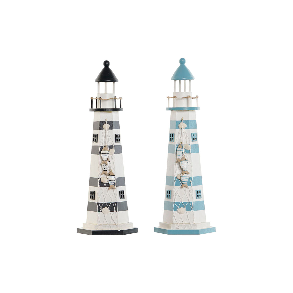 Décoration lumineuse Home ESPRIT Bois Marin Phare 14 x 14 x 40 cm (2 Unités)