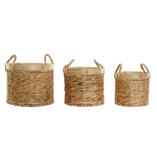 Set de basket DKD Home Decor Bambou Tropical Joncs (35 x 35 x 30,5 cm) (3 Pièces)