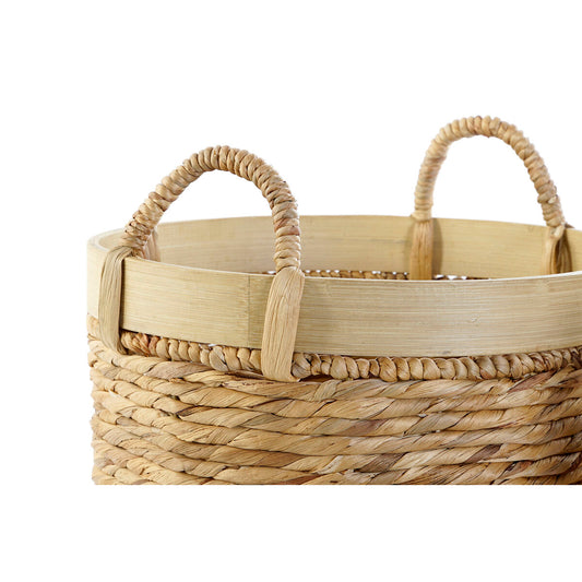 Set de basket DKD Home Decor Bambou Tropical Joncs (35 x 35 x 30,5 cm) (3 Pièces)
