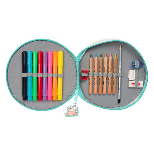 Trousse Scolaire avec Accessoires Peppa Pig Pretty flowers Jaune Menthe 18 Pièces