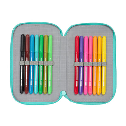 Trousse Scolaire avec Accessoires Peppa Pig Pretty flowers Jaune Menthe 12.5 x 19.5 x 4 cm 29 Pièces