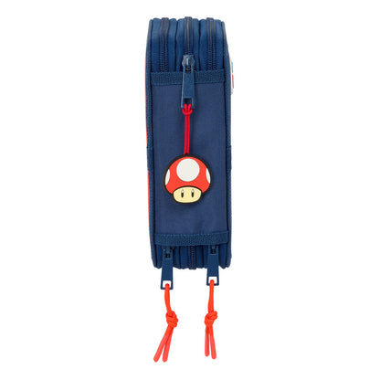 Trousse Scolaire avec Accessoires Super Mario Trick Rouge Bleu foncé 12,5 x 19,5 x 5,5 cm 37 Pièces
