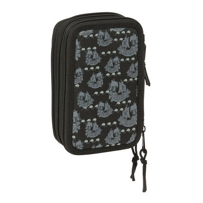 Pochette à crayons triple One Piece Pirates Noir 12,5 x 19,5 x 5,5 cm 37 Pièces