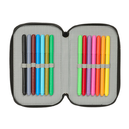 Pochette à crayons triple Naruto Noir 12,5 x 19,5 x 5,5 cm 37 Pièces