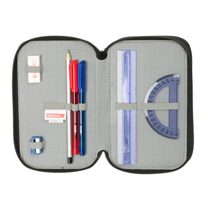 Pochette à crayons triple Safta Urban style Bleu Gris 12,5 x 19,5 x 5,5 cm 37 Pièces