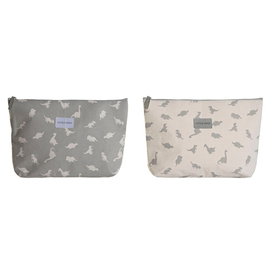 Nécessaire de Voyage DKD Home Decor Blanc Gris Coton 33 x 8 x 21 cm (2 Unités)