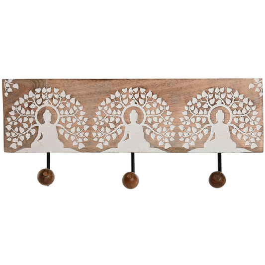 Portemanteau Home ESPRIT Blanc Noir Naturel Métal Bois de manguier Buda 38 x 5 x 16 cm