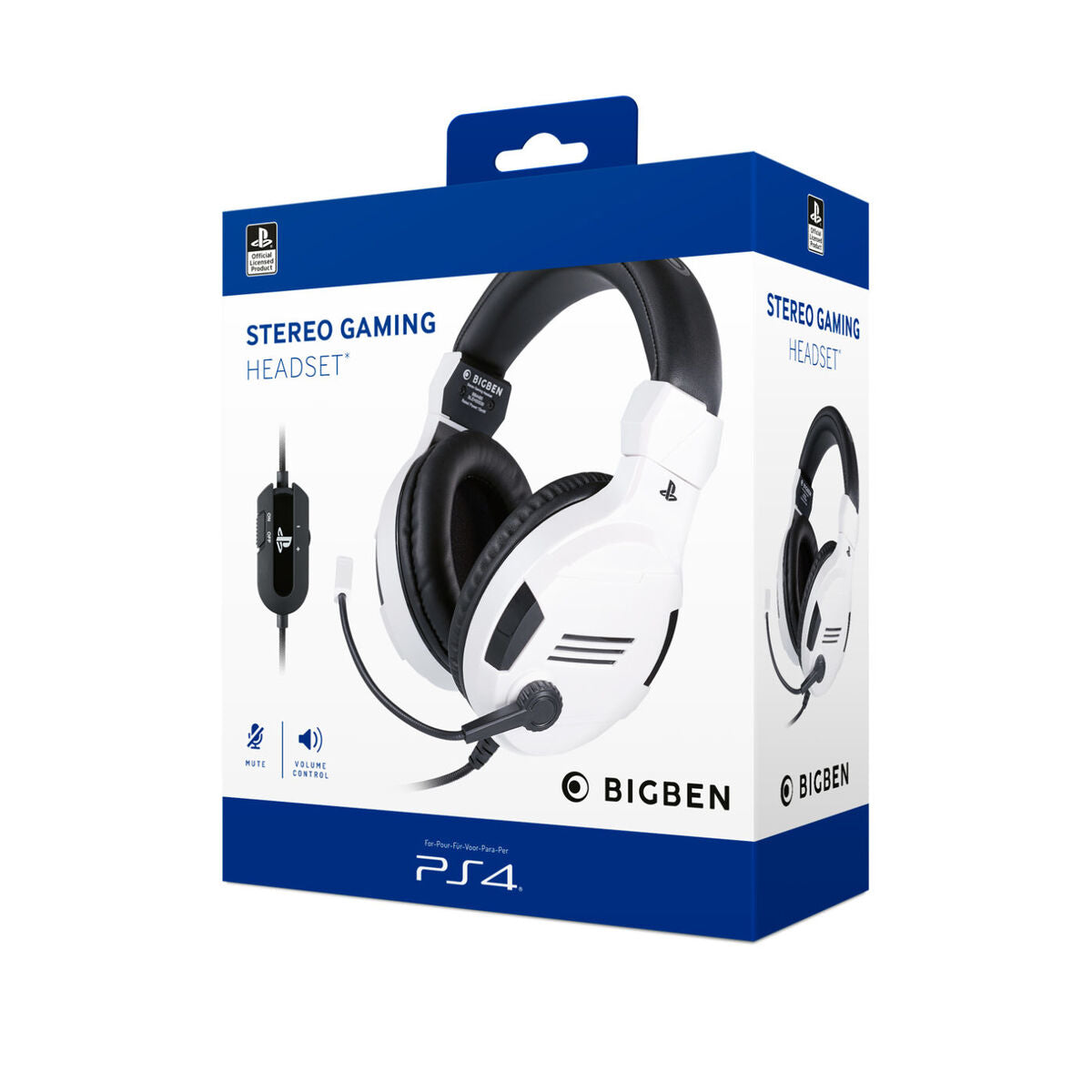 Casques avec Micro Gaming Big Ben Interactive PS4OFHEADSETV3WHITE Blanc Noir/Blanc