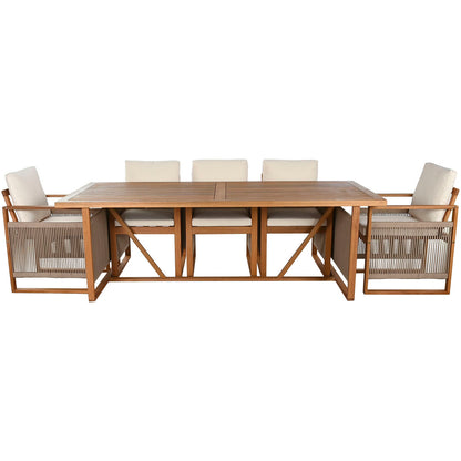 Ensemble Table + Chaises Home ESPRIT Marron Corde Bois d'eucalyptus 230 x 100 x 75 cm