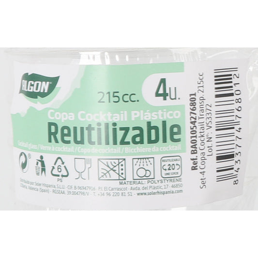 Verre à cocktail Algon 215 ml 4 Pièces (24 Unités)