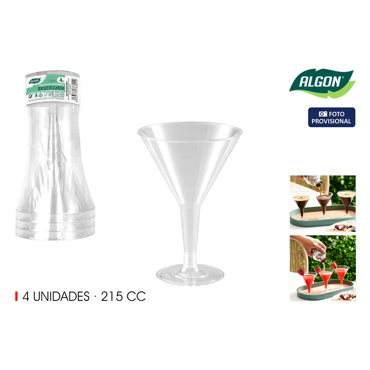 Verre à cocktail Algon 215 ml 4 Pièces (24 Unités)
