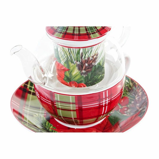 Théière DKD Home Decor 1 Tasse Filtre Verre Porcelaine (250 ml)