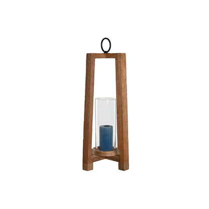 Bougeoir Home ESPRIT Marron Naturel Verre Bois de manguier 27 x 27 x 54 cm
