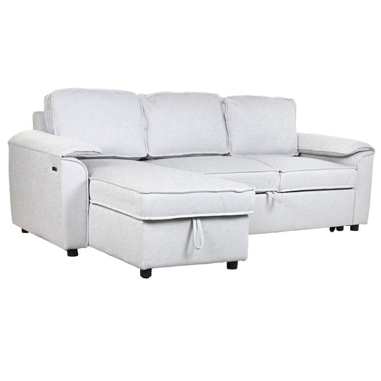 Canapé Convertible Home ESPRIT Gris clair Moderne 220 x 153 x 88 cm