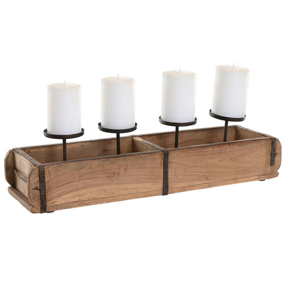 Bougeoir Home ESPRIT Naturel Fer Teck 60 x 15 x 14 cm