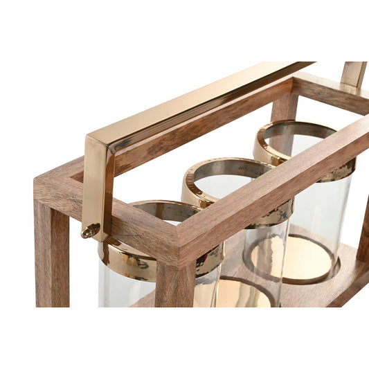Bougeoir Home ESPRIT Marron Acier Bois de manguier 51 x 19 x 33 cm
