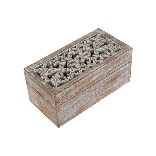 Boîte à bijoux Home ESPRIT Blanc Naturel Bois de manguier (2 Pièces)