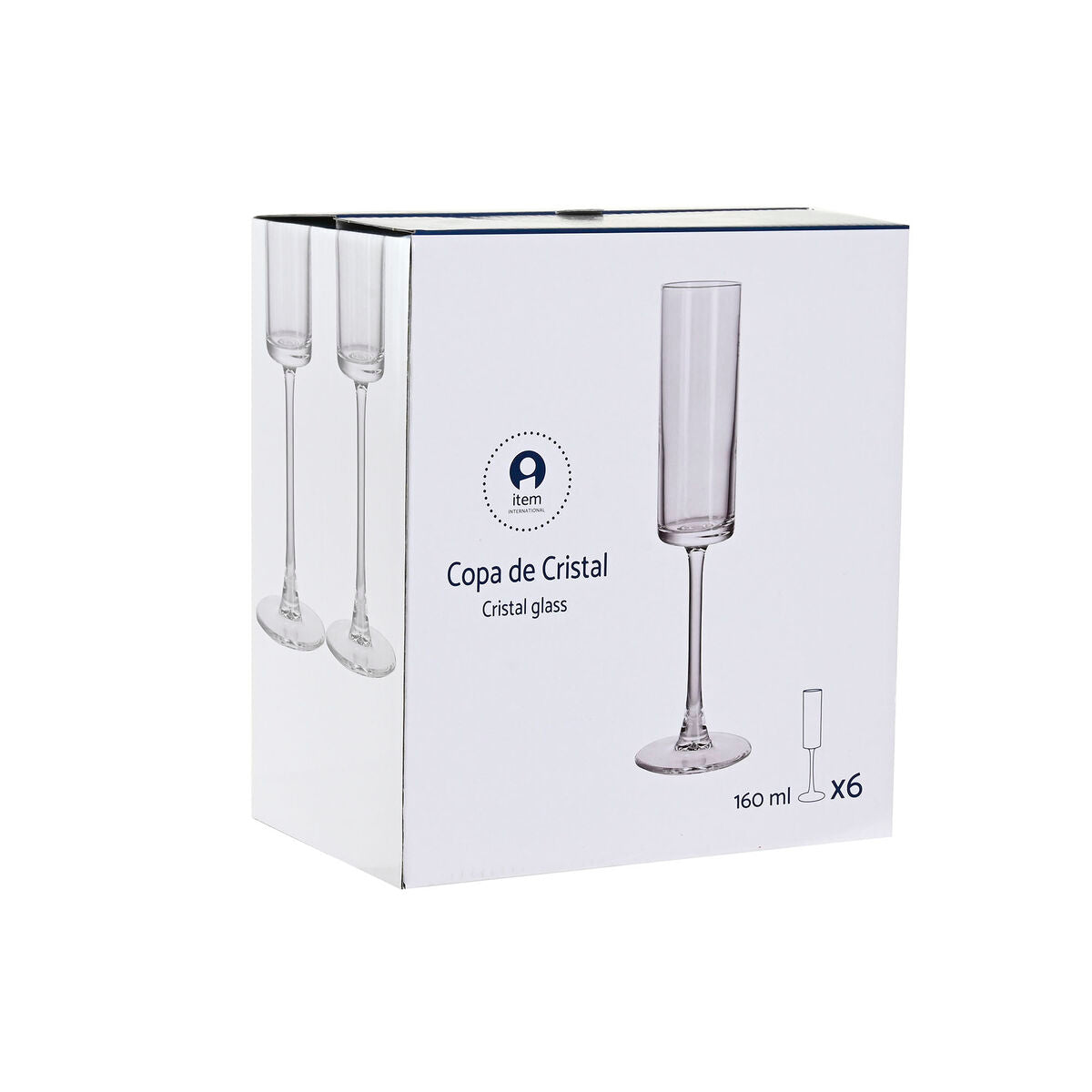 Verre à pied évasé de champagne et de cava Home ESPRIT Transparent Verre 160 ml (6 Unités)