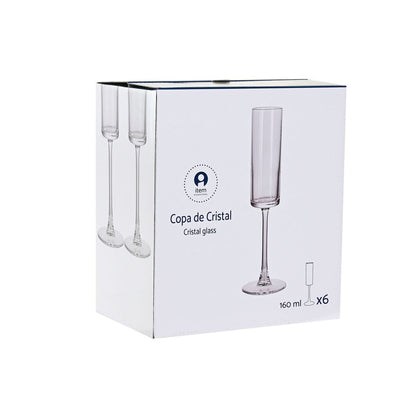 Verre à pied évasé de champagne et de cava Home ESPRIT Transparent Verre 160 ml (6 Unités)