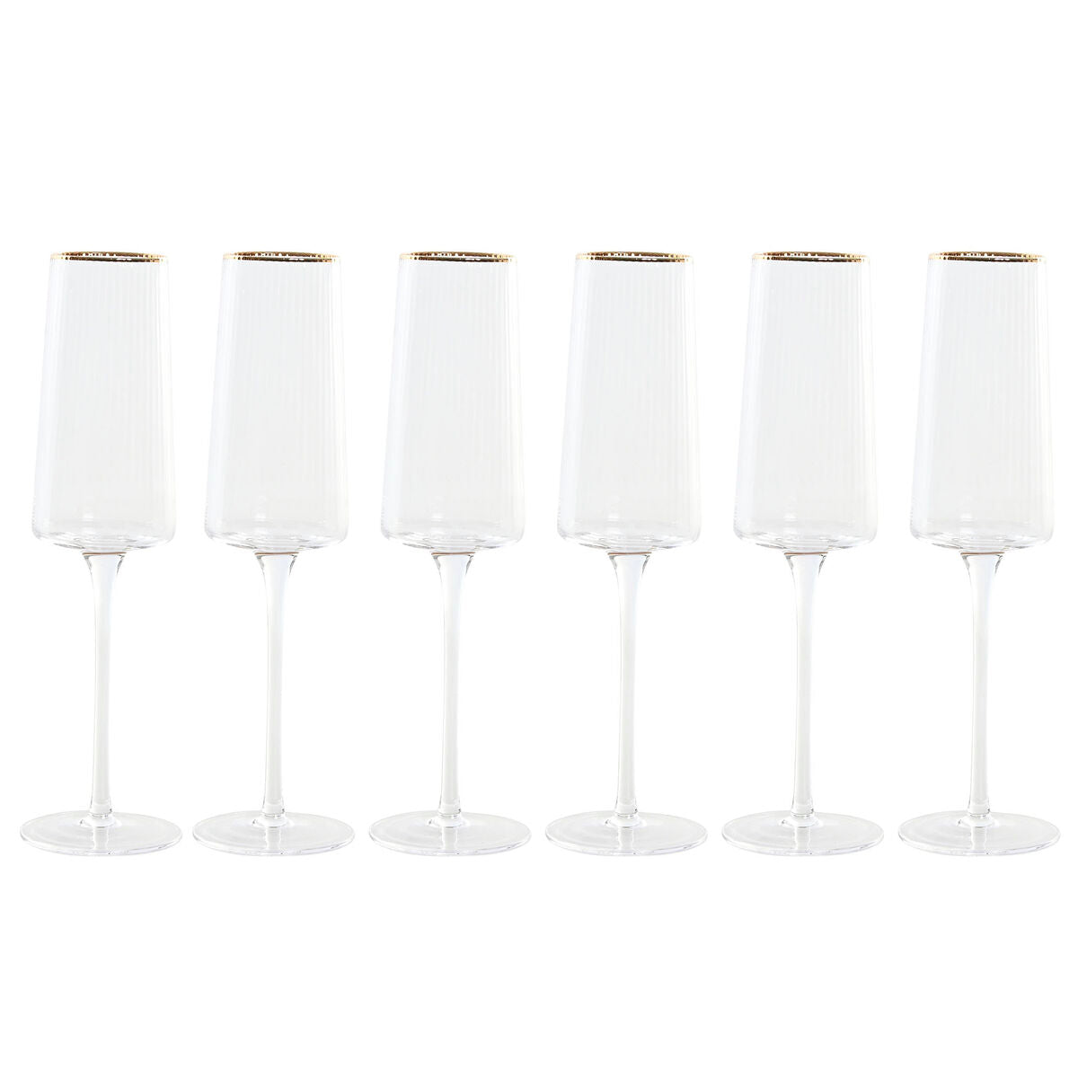 Verre à pied évasé de champagne et de cava Home ESPRIT Transparent Doré Verre 400 ml (6 Unités)