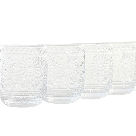 Set de Verres Home ESPRIT Transparent Verre Avec relief 360 ml (6 Unités)