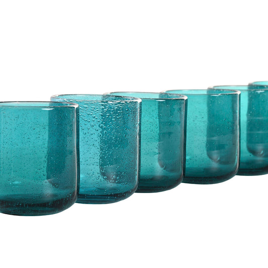 Set de Verres Home ESPRIT Turquoise Verre 320 ml (6 Unités)