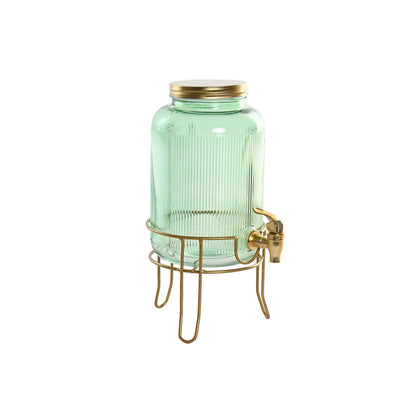 Distributeur d'eau Home ESPRIT Vert Doré Métal Verre 4 L 16 x 16 x 24,6 cm